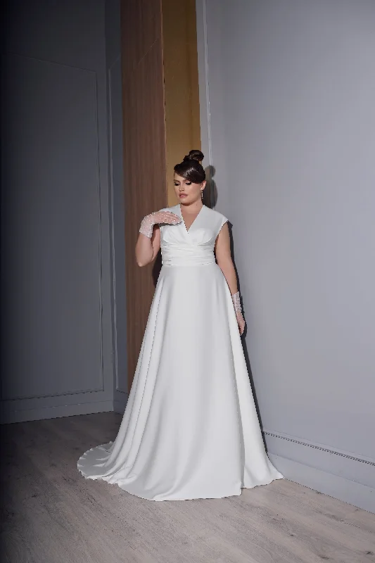 A-Line Plus Size Silk Wedding Dress