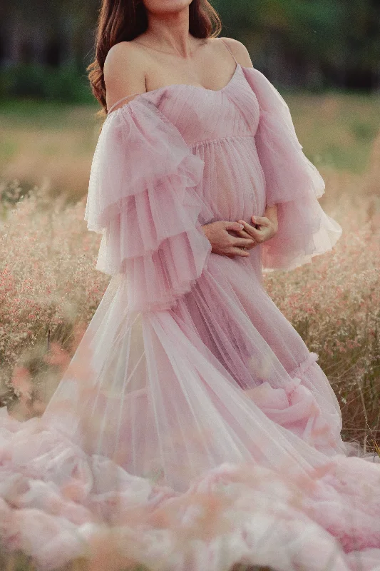 Black Friday Sale Off Shoulder Tulle Maternity Dress