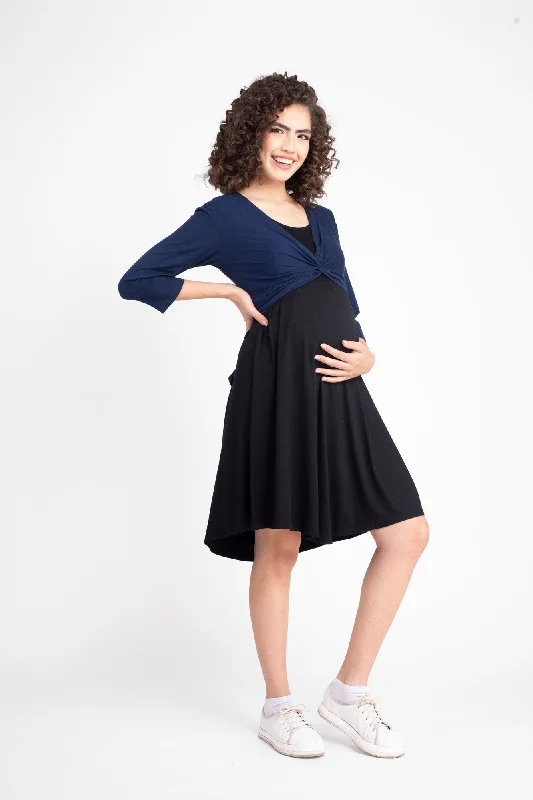 Breezy Black Maternity Dress + Jacket (2pc)