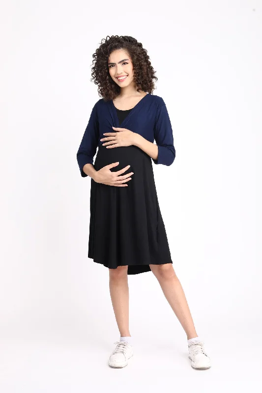 Breezy Black Maternity Dress + Jacket (2pc)