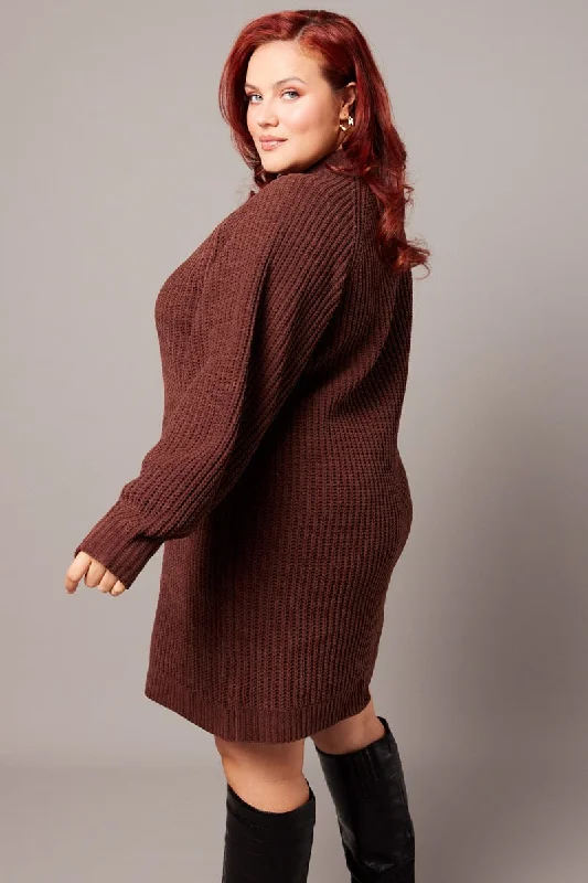 Brown Chenille Sweater Minidress