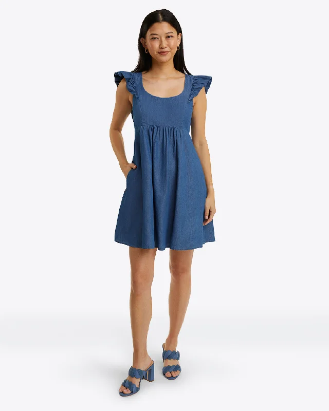 Ciara Babydoll Dress in Chambray