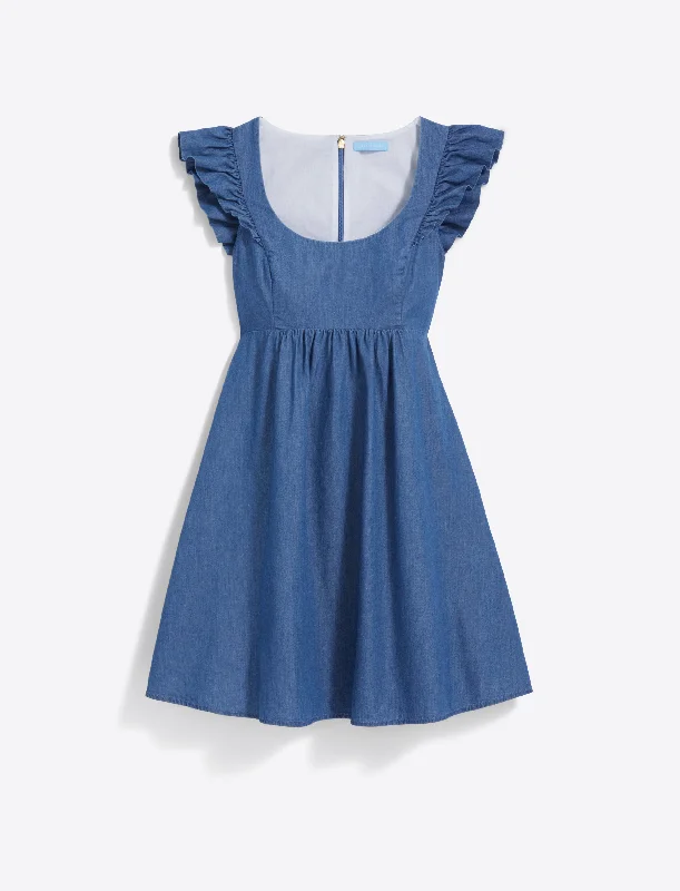 Ciara Babydoll Dress in Chambray