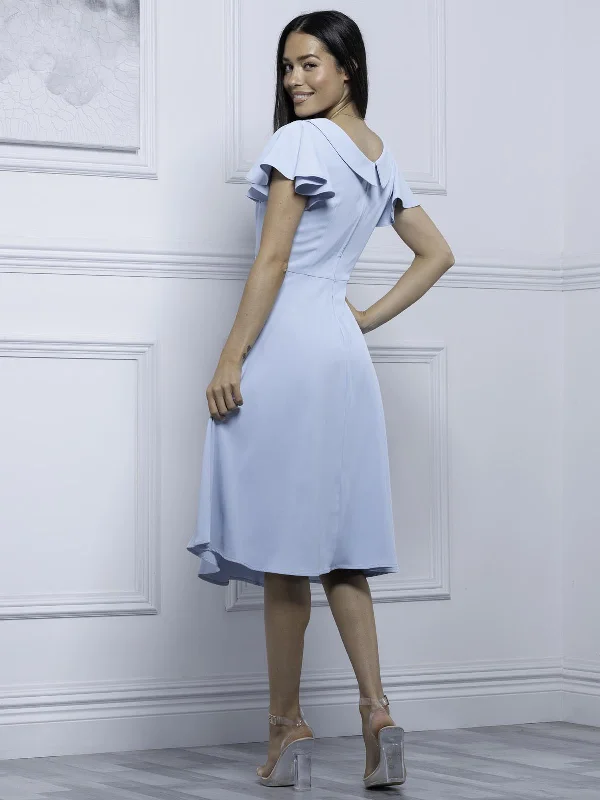 Jolie Moi Jaelyn Flare Sleeve Dress, Light Blue