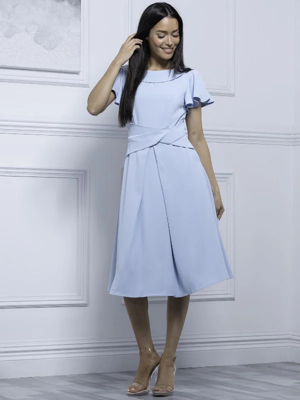 Jolie Moi Jaelyn Flare Sleeve Dress, Light Blue