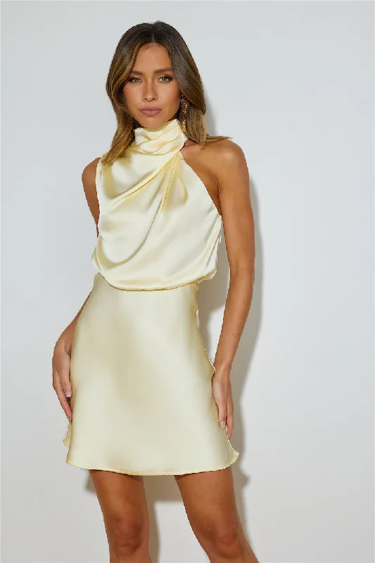 Easy Style Satin Mini Dress Yellow