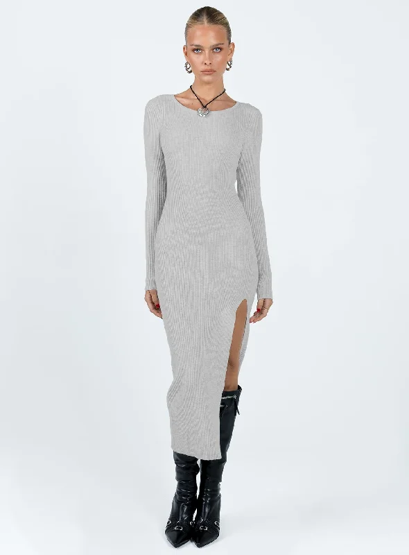 Fitro Long Sleeve Maxi Dress Grey