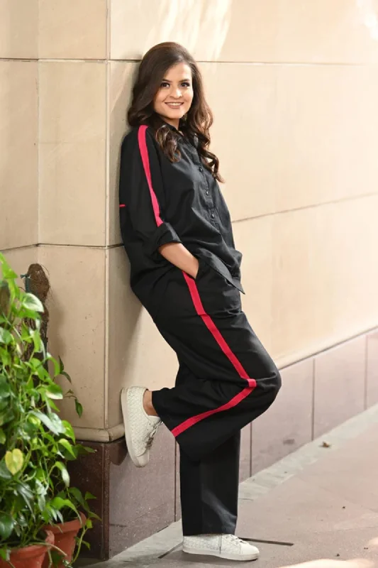 Jet Black Maternity & Nursing Coord Set (Cotton Linen) (2 pc)