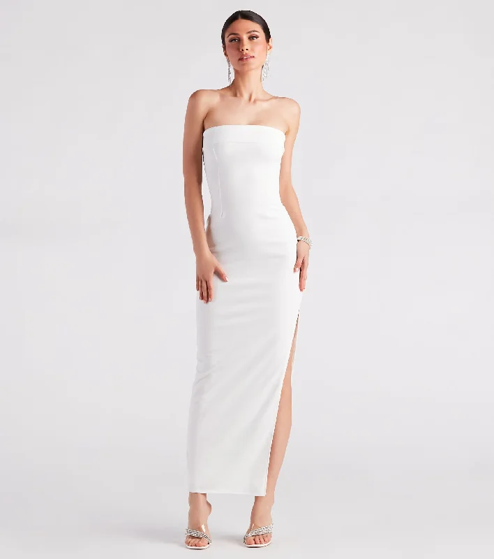 Kaisley Strapless High Slit Slim-Fit Formal Dress