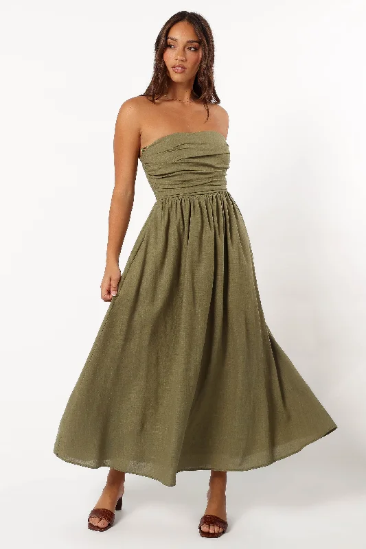 Kayt Strapless Dress - Olive Green