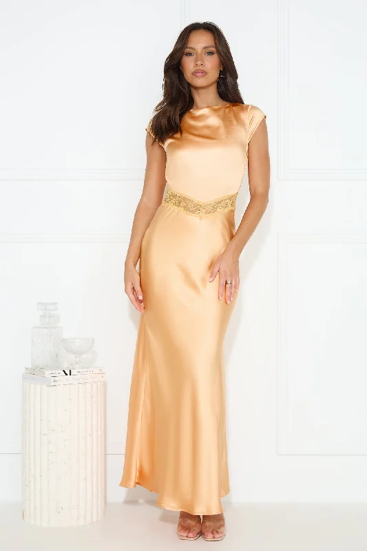 Kindly Accept Satin Maxi Dress Orange