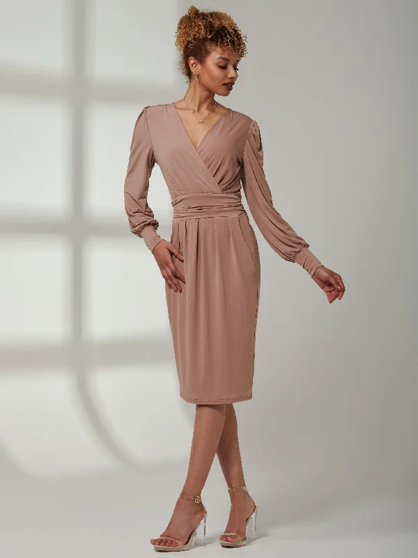 Kinslee Long Sleeve Pegged Dress, Dusty Pink