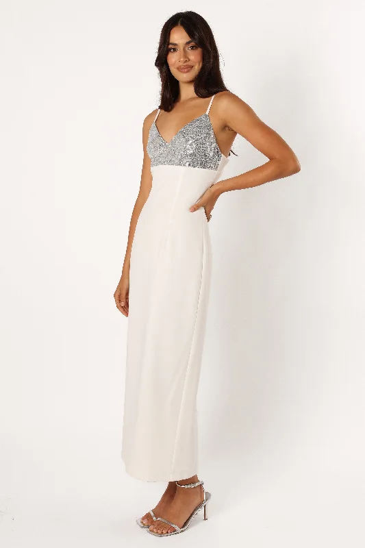 Kylie Slip Dress - White Silver