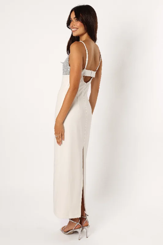 Kylie Slip Dress - White Silver