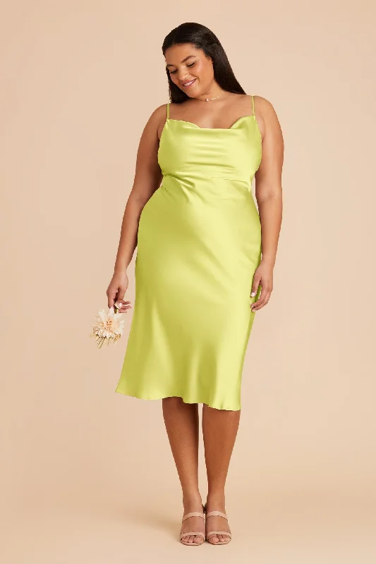 Lisa Matte Satin Midi Dress - Chartreuse