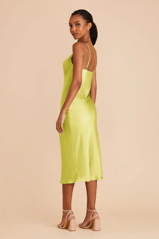 Lisa Matte Satin Midi Dress - Chartreuse