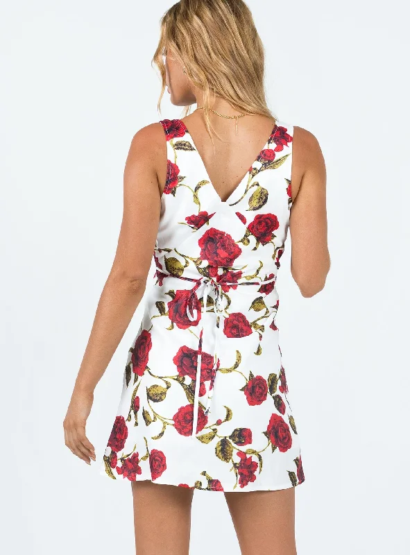 Nellie Mini Dress White / Red Floral