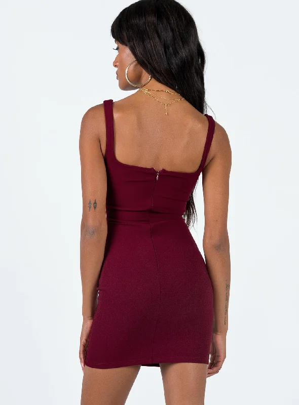 Ophia Mini Dress Burgundy