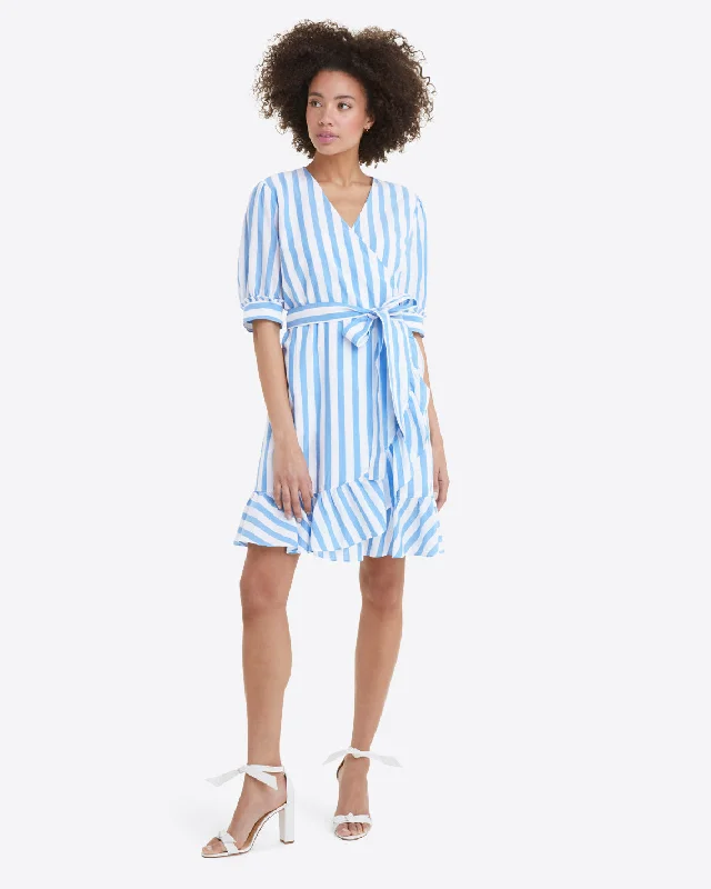 Reba Wrap Dress in Awning Stripe