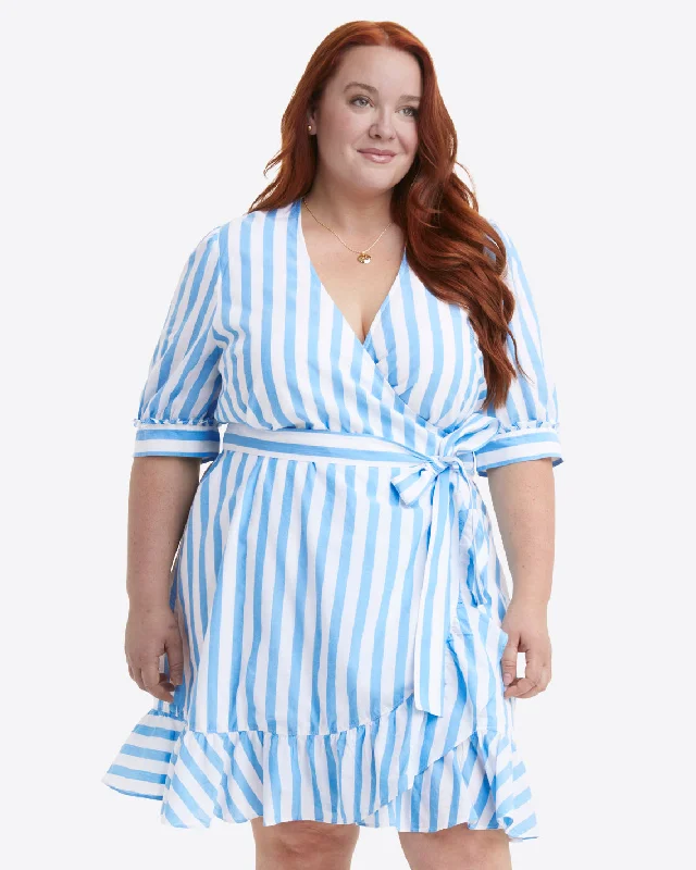 Reba Wrap Dress in Awning Stripe