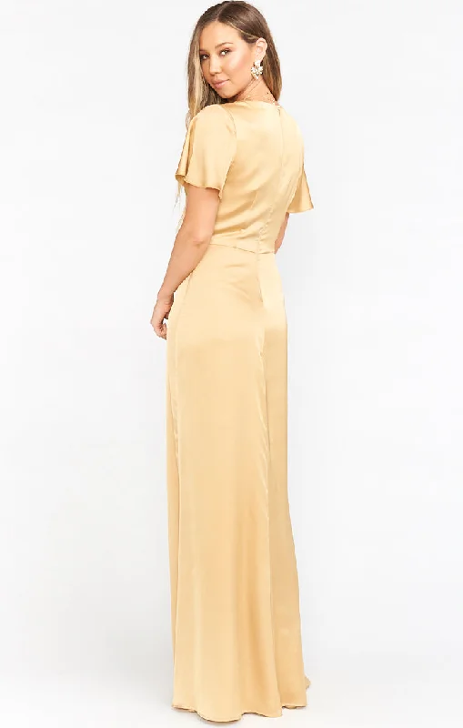 Rome Twist Gown ~ True Gold Luxe Satin