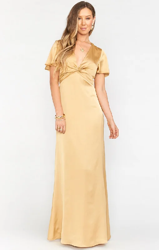 Rome Twist Gown ~ True Gold Luxe Satin