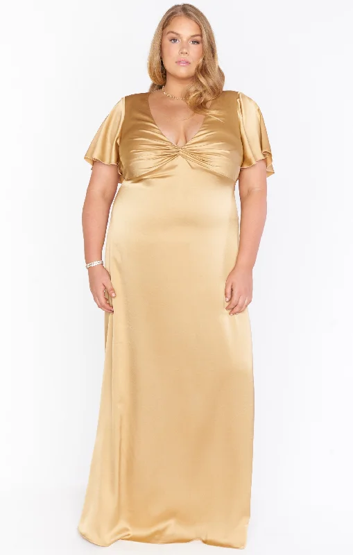 Rome Twist Gown ~ True Gold Luxe Satin