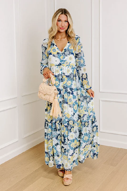 Seas The Moment Floral Maxi in Sky Blue