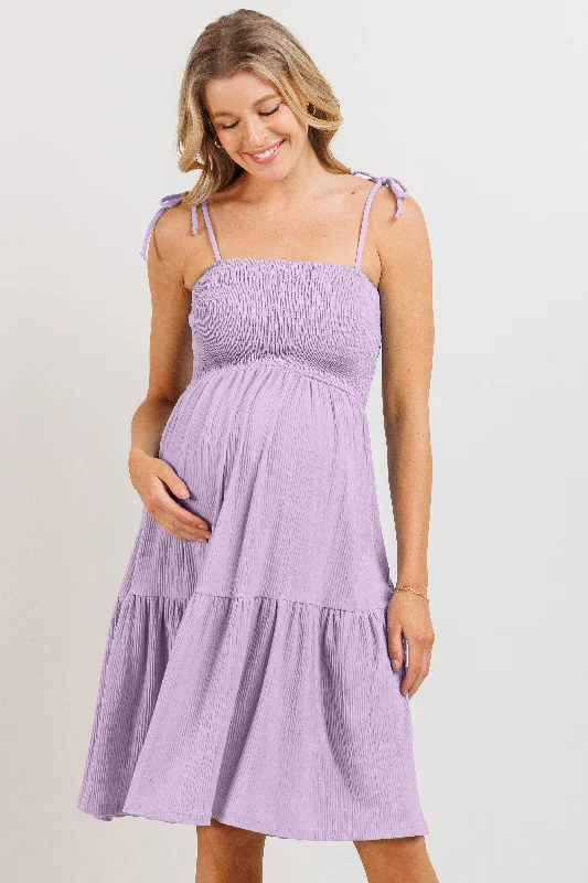 Smocking Tube Maternity Flare Dress