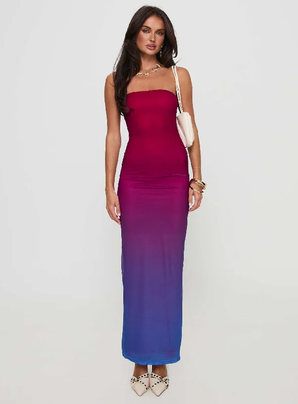 Stolen Love Strapless Maxi Dress Pink / Purple Ombre