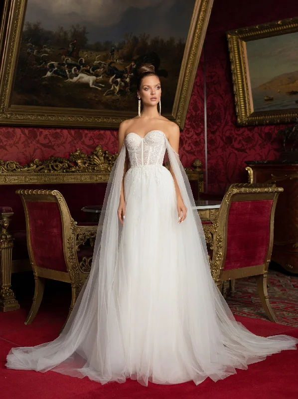 Strapless Sweetheart Wedding Dress with Removable Wings and Skirt