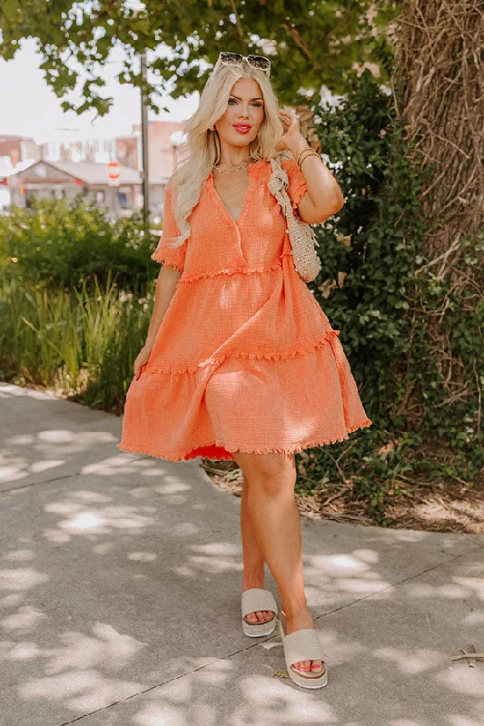 Summer Mimosa Babydoll Dress in Tangerine Curves