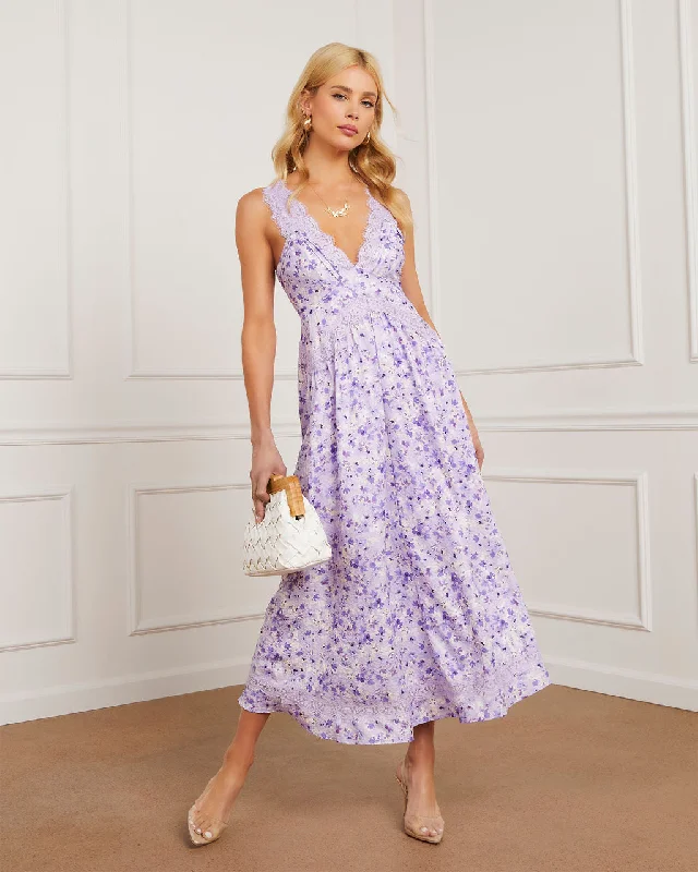 Violet Floral Midi Dress