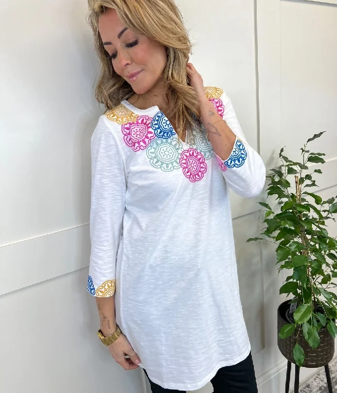 White Embroidered Tunic Dress