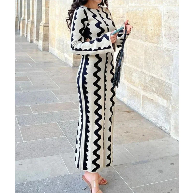 Women's Autumn Temperament Commute Long Dress Slimming High Dresses