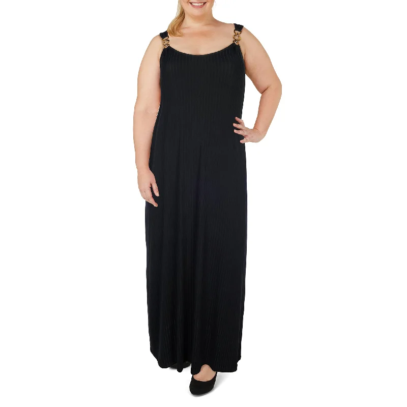 Women's Plus Tropical Long Ribbed Maxi Dress