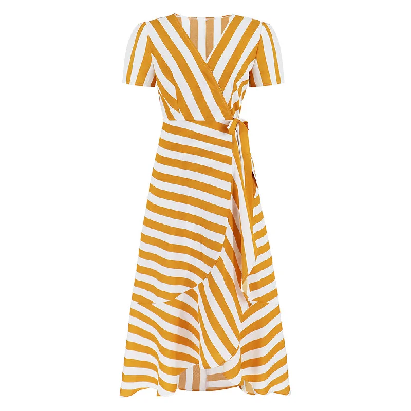 Women's Slim-fit Elegant Striped Large Swing Summer Dresses